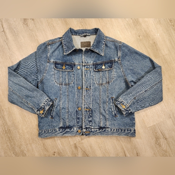 Vintage Lee Denim Jacket Blue Jean Trucker Mens Size Large - Picture 1 of 11